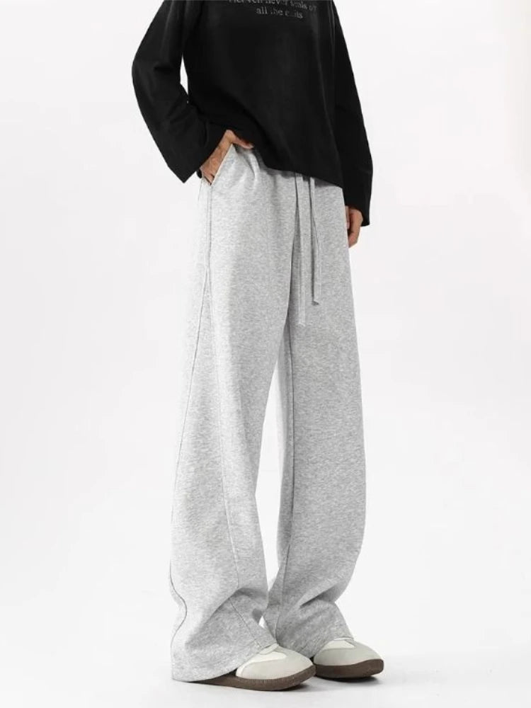 Versatile Casual Trousers for Men American High Street Inspired Straight Leg Joggers Spring Loose Drape Fit Sporty Comfort Pants