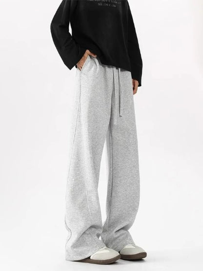 Versatile Casual Trousers for Men American High Street Inspired Straight Leg Joggers Spring Loose Drape Fit Sporty Comfort Pants