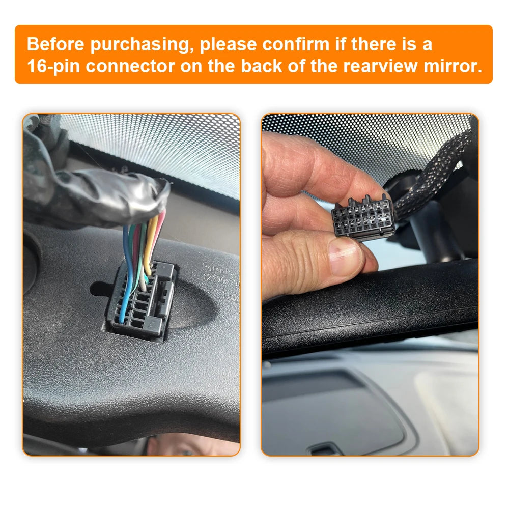 FitDVR Dash Cam Adapter (16-Pin) for Buick/ Cadillac/ Chevrolet/ GMC with Auto-Dimming Mirror, Car DVR Camera Accessories,D3-050