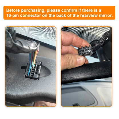 FitDVR Dash Cam Adapter (16-Pin) for Buick/ Cadillac/ Chevrolet/ GMC with Auto-Dimming Mirror, Car DVR Camera Accessories,D3-050