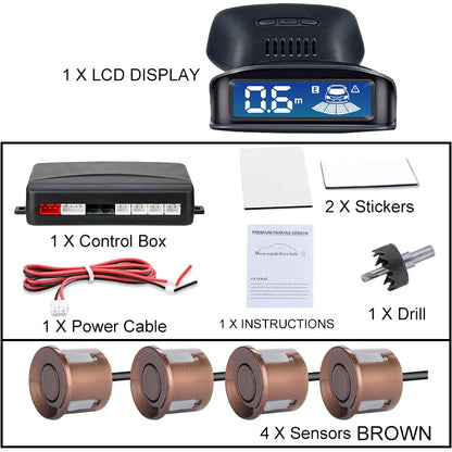 Front Rear Parking Sensor Kit 8 Probe Auto Blind Spot Radar LCD Monitor 12V Parktronic Reverse Backup Assist System