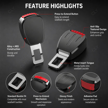 Car seat belt alloy safety belt extension connector car rear safety buckle holder plug-in belt clip