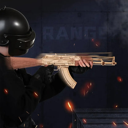 Robotime 3D Wooden Puzzle Toy Rifle Model Kits with Rubber Bands for Adults to Build Unique Gifts for Kids and Adults AK-47