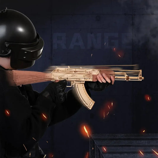 Robotime 3D Wooden Puzzle Toy Rifle Model Kits with Rubber Bands for Adults to Build Unique Gifts for Kids and Adults AK-47