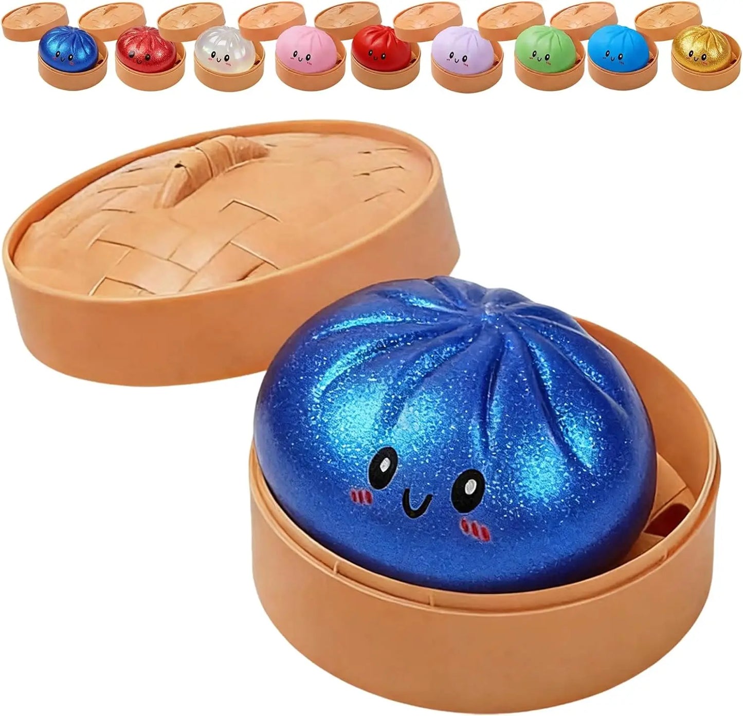 Glitter Dumpling Squishy Toy with Box Soft Sensory Squeeze Stress Relief Fidget Toy Cute Dumpling Slow Rising Gift for Kids Adul