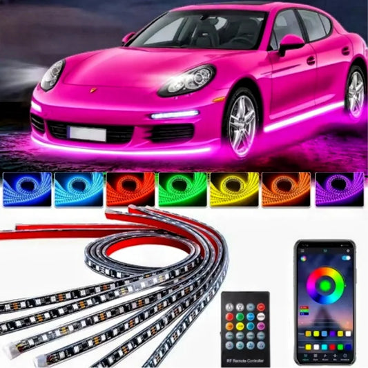 Car Underglow LED Strip Lights RGB Neon Underbody Light APP Remote Control Dream Color Auto Exterior Decorative Atmosphere Lamp