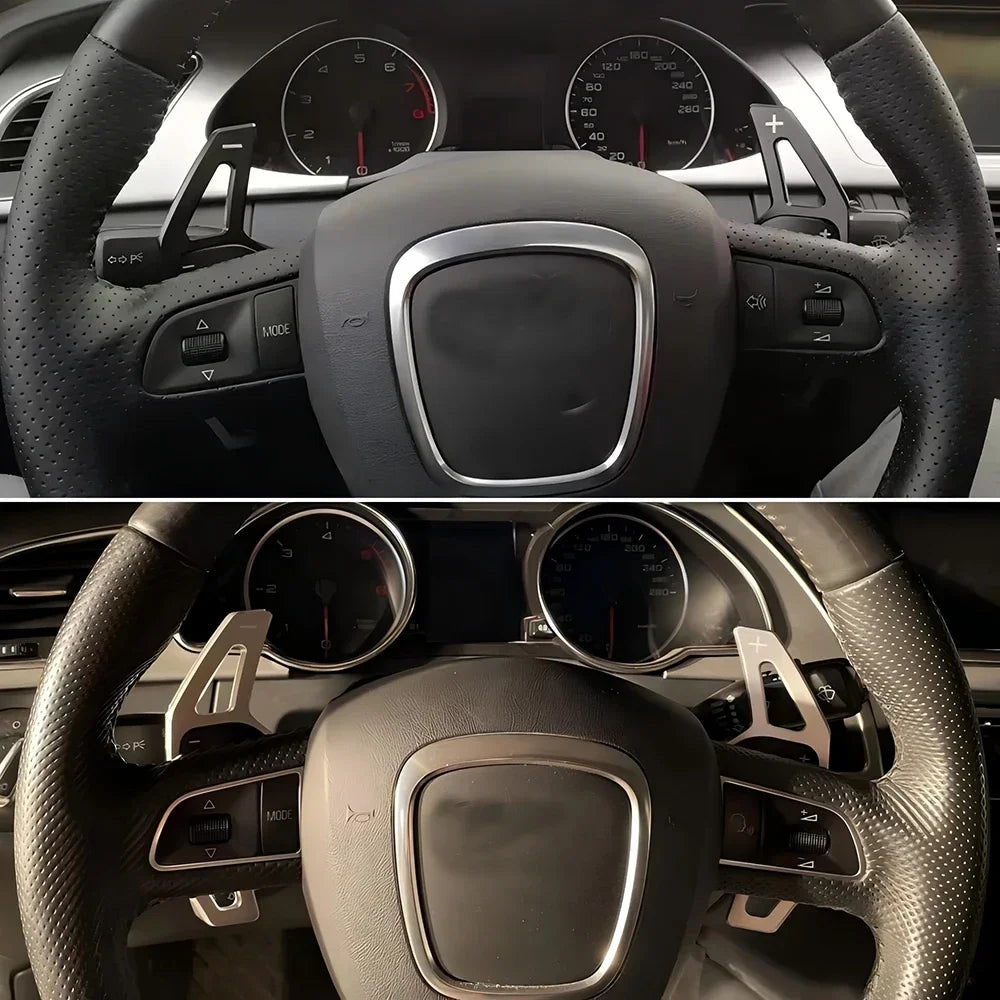 2Pcs Steering Wheel Paddles Extension Shifters For Audi A4 B8 A3 8P S3 A5 A6 S6 C6 Q5 A8 R8 TTS MK2 8J Avant DSG Car Styling