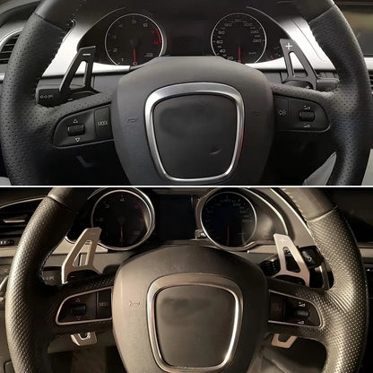 2Pcs Steering Wheel Paddles Extension Shifters For Audi A4 B8 A3 8P S3 A5 A6 S6 C6 Q5 A8 R8 TTS MK2 8J Avant DSG Car Styling
