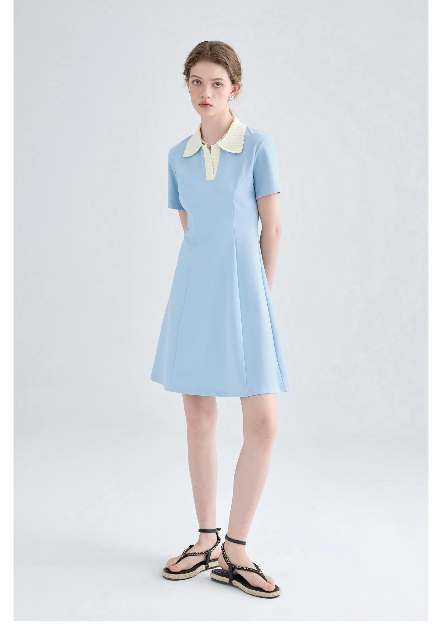 Women Dress Black Elegant Vintage French Style Short Sleeve Cute Casual New Fashion Polo-Neck Office Ladies Mini Dress 2026