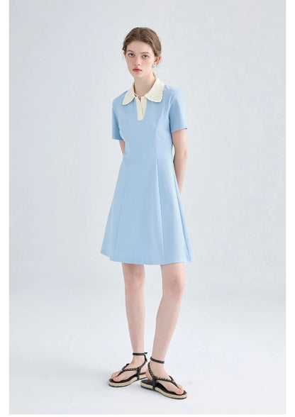 Women Dress Black Elegant Vintage French Style Short Sleeve Cute Casual New Fashion Polo-Neck Office Ladies Mini Dress 2026
