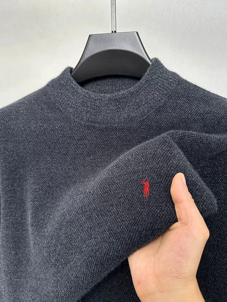 High end designer's new men's round neck fashion brand Paul Pony embroidery luxurious winter plush thick warm knitted pullover