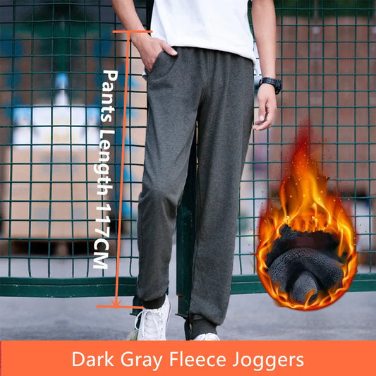 Winter Fleece Joggers Tall Guys Men Boys Warm Sweatpants Exra Long 117CM Harem Pants Unltralong Length Sports Male Trousers