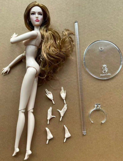 1/6 Female Super Model DC Doll Head Body Figure With Good Makeup Heads With 2 Pairs Hands 1 Feet and Clear Doll Stands