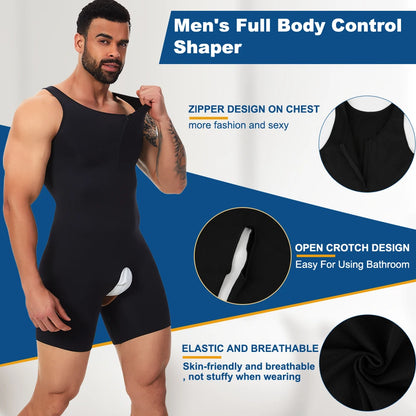 Men Body Shaper Bodysuit Tummy Control Shapewear Slimming Compression Underwear with Zipper Undershirt Fajas Para Hombres New in
