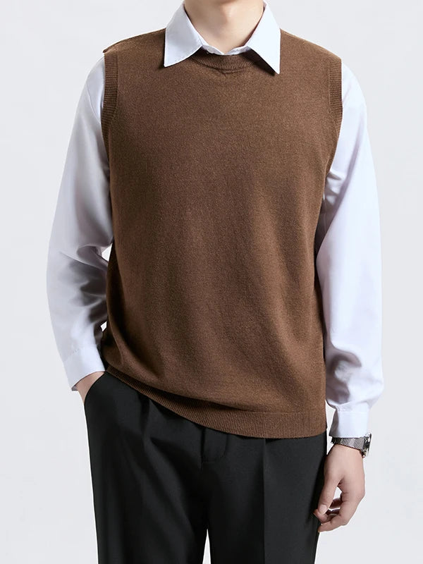 Cityboy Knitted Vest for Men Autumn Winter Trendy Brand Sleeveless American Style High-End Feel Shoulder Top Outerwear