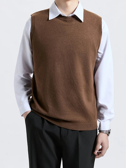 Cityboy Knitted Vest for Men Autumn Winter Trendy Brand Sleeveless American Style High-End Feel Shoulder Top Outerwear
