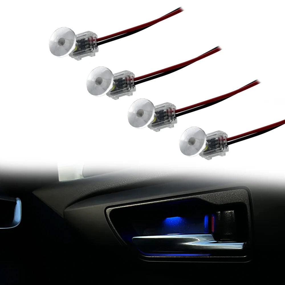 12V 4PCS Car Door Bowl LED Light Concealed Installation Mushroom Head Interior Handle Ambient Decorative Lamp Car Accessories