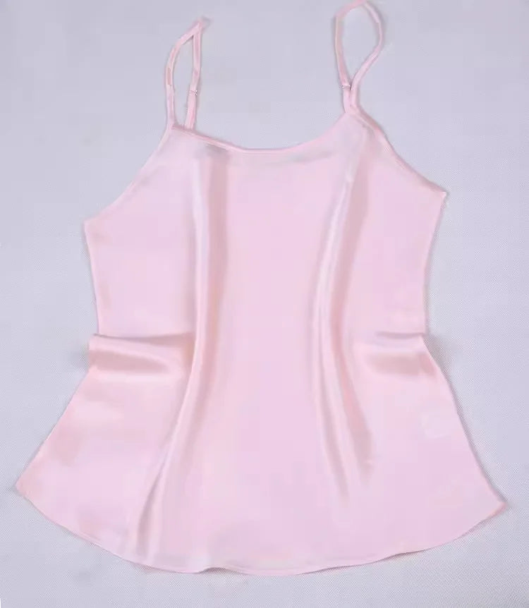 Women's 100% Mulberry Silk 16 momme Spaghetti Strap Camisole Tank Top Vest Sleepwear M-4XL YM002