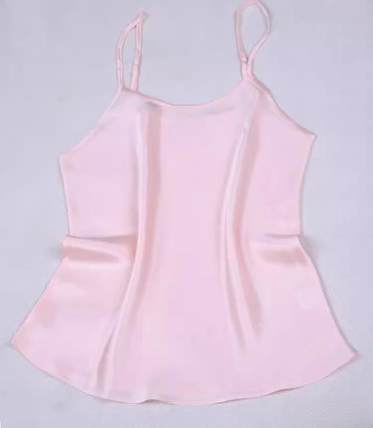 Women's 100% Mulberry Silk 16 momme Spaghetti Strap Camisole Tank Top Vest Sleepwear M-4XL YM002