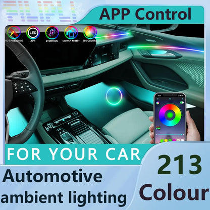 FOR YOUR CAR 6/18 in 1 Acrylic Car Ambient Light RGB 213 Color Symphony Acrylic APP Streamer Atmosphere Lamp Kit Sunroof light