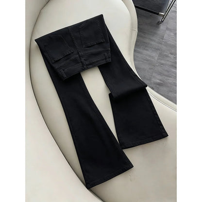 White Slim Fit Straight Leg Jeans Men's American High Street Style Micro Flared Pants Youth Casual Wear All Seasons