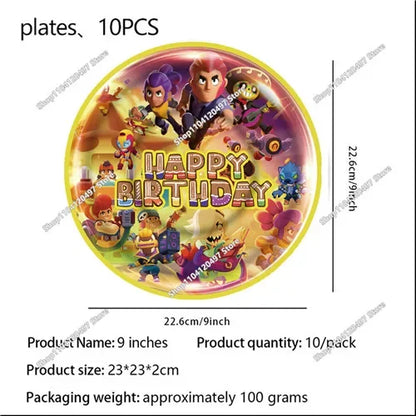 Anime Game Theme Party Supplies Flag Pull Banner Cake Topper Balloon Set Kid Girl Boy Happy Birthday Party Baby Shower Decor