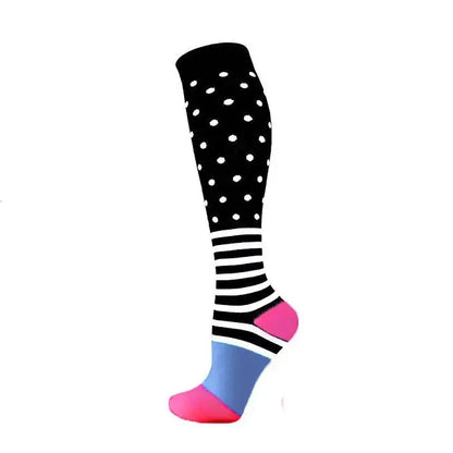 Sport Compression Stockings Funny Pattern Halloween ballon Dot Leg Pressure Running Cycling Multi Color Compress Socks