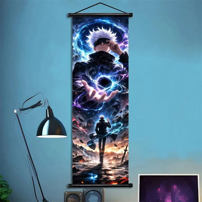 Jujutsu Kaisen Gojo Satoru Anime Art Fabric Wall Poster Hanging Scroll for Bedroom Gaming Room Decor Ideal Gift for Fans