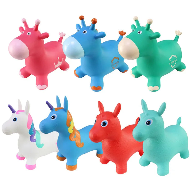 Animal Inflatable Bouncy Horse Hopper Soft Vaulting Horse Bouncer PVC Jumping Leech Ride on Baby Play Toys Balance Training