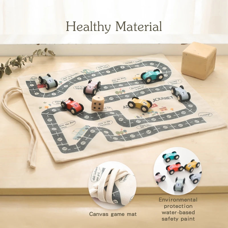 35*31CM Montessori Toys Baby Car Traffic Road Map Canvas Desktop Mat Game Wooden Car Parent-child Interaction Kid Education Gift