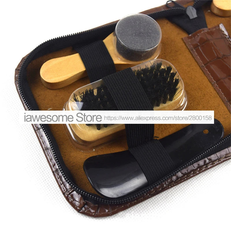 Professional Shine Polishing Tool For Leather Shoes Shoes Care Kit Portable For Boots Sneakers Cleaning Set Polish Brush Horn