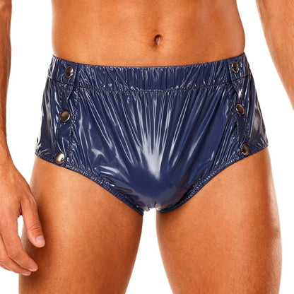 Mens Waterproof Diaper Cover Panties Elastic Waistband Glossy Briefs Leakproof Elderly Special Needs Adaptive Underwear Swimwear