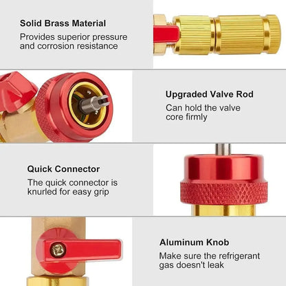 Adjustable A/C Valve Core Puller R134A High Low Pressure Wrench Remover Tool for Car Air Conditioner Repair Quick Removal