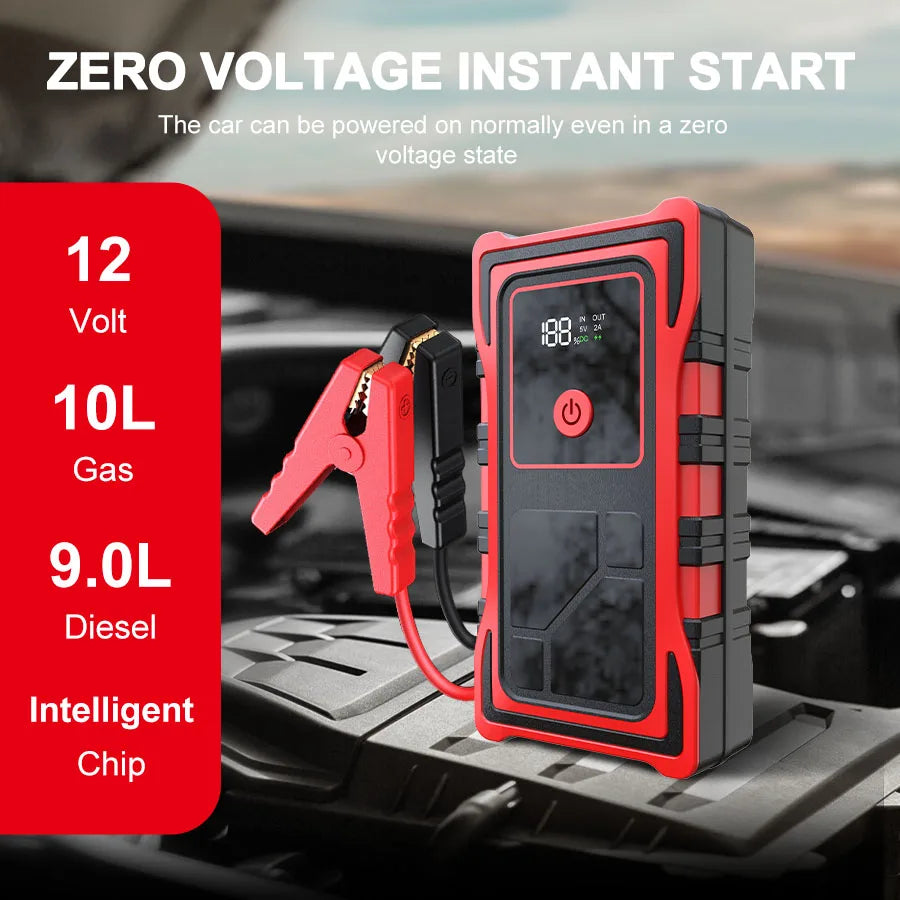 7000A Portable Vehicle Emergency Jump Starter, Car Cigarette Lighter, 12V Mobile Power Bank, LED Lighting with USB Charging Port