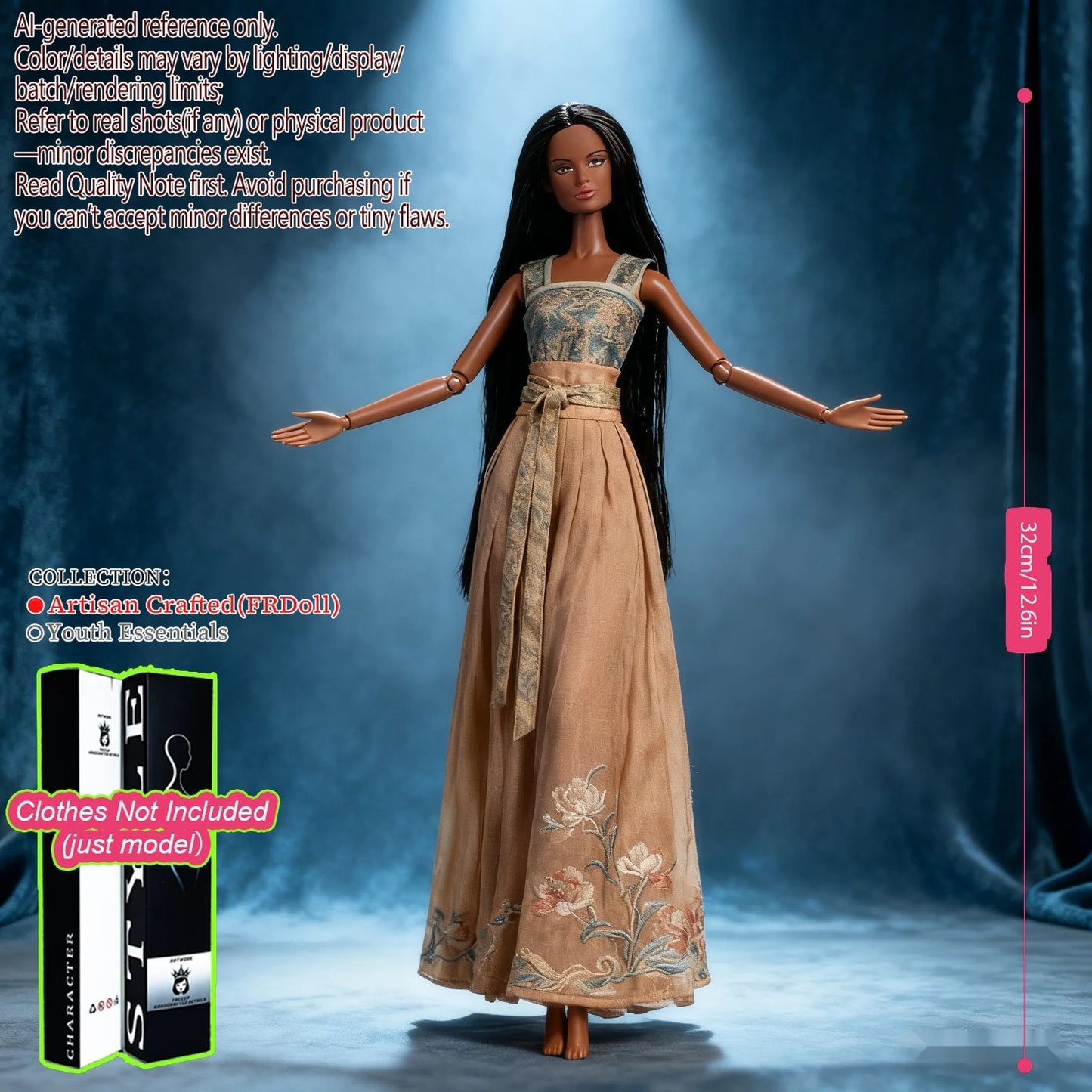 1/6 Scale 12-Joint BJD Doll, Realistic Changeable Makeup, Premium Craft Display (No Clothing)