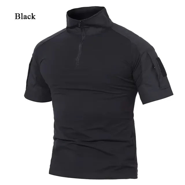 Camo Tactical Shirt Short Sleeve Quick Dry Combat T-Shirt Men's Camouflage Military Army T Shirt Outdoor Hunting Hiking Polo