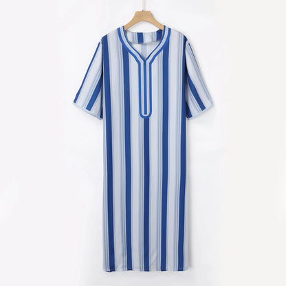 Arab men's short sleeve book printed robe Long Muslim robe Islamic Kamiz Thobe oversized clothing