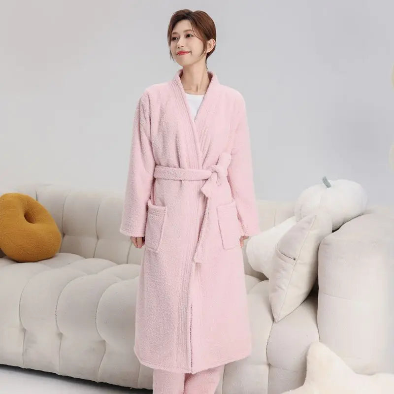 Arctic Velvet Thiened Women's Sp Robe Island Velvet Couples Bath Robe Coral Velvet Men's Home Clothes Autumn Winter Home...