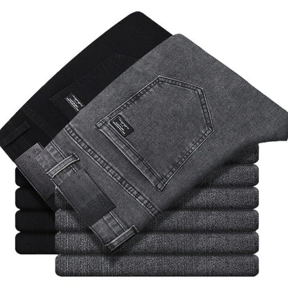 Men's New Stretch Straight Jeans Business Versatile Trendy Youth Casual Regular Long Pants for Spring Autumn Male Denim Trousers