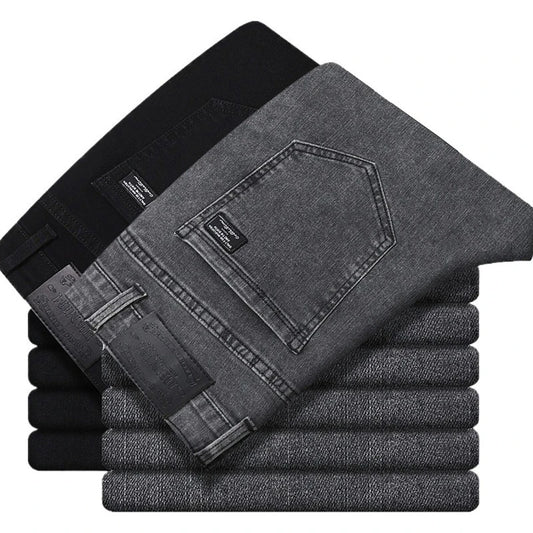 Men's New Stretch Straight Jeans Business Versatile Trendy Youth Casual Regular Long Pants for Spring Autumn Male Denim Trousers