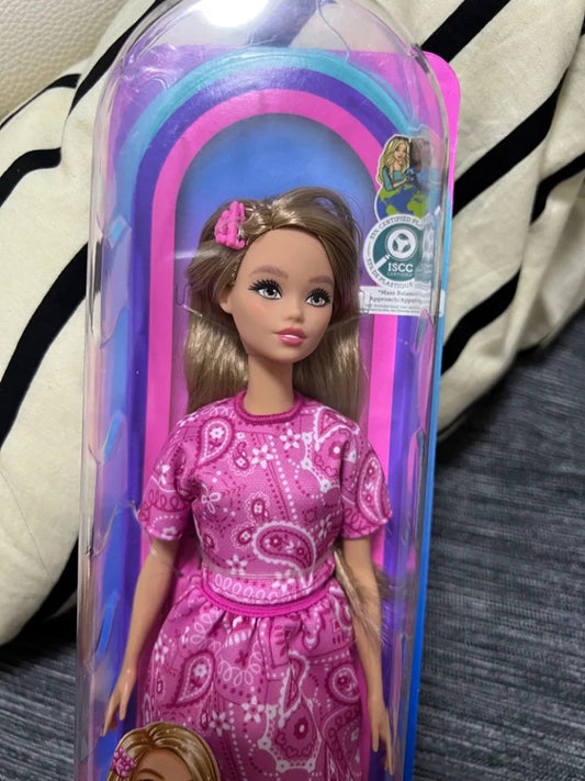 Genuine Barbie Fashionistas Jjn62 Odile Face Doll Pink Paisley Outfit Collectible Fashion Toy Birthday Gift For Girls