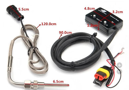 Car Exhaust Temp Gauge With Sensor Mini LED Digital Display DC12V Square Exhaust Temperature Gas EGT EXT Temp Gauge