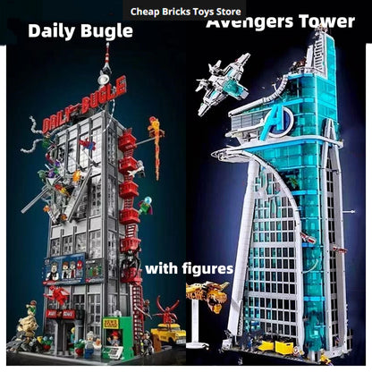 Cheapest The Bugle Building Of Daily Avengers Tower Bricks Building Blocks Dispaly Model Assemble Toy for Home Decor Adult Gifts