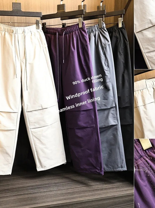 High-End Outdoor Paratrooper Pants Men's Winter Duck down Filled Waterproof Cold Resistant Straight Leg Long Trousers Fashion...
