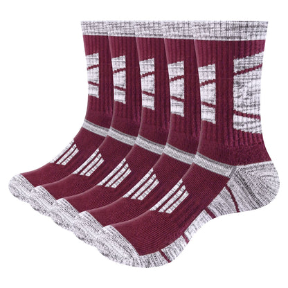 YUEDGE Men's Outdoor Recreation Hiking Socks, Moisture Wicking Cotton Padded Work Boot Socks for Men, 5 Pairs/Pack