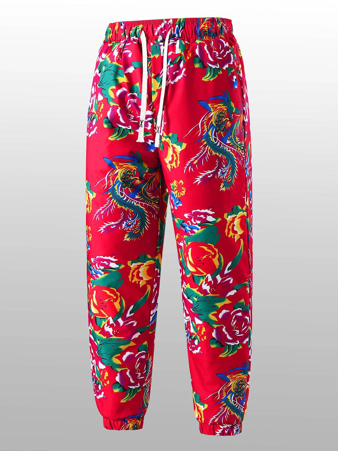 Thiened Cotton Pants for Men Winter Floral Print Warm Casual Straight Leg Long Trousers Trendy Youth Sle Floral Pattern