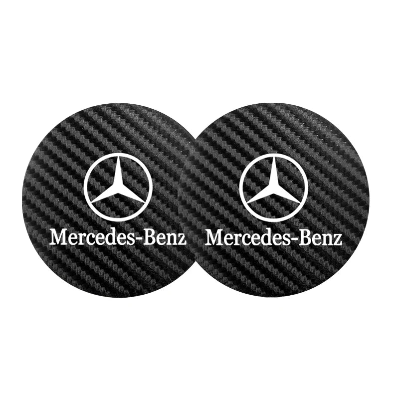 2Pcs Car Coasters Water Cup Mats Waterproof Slot Pads For Mercedes Benz AMG Smart W205 C300 W203 W206 W108 W124 W126 W140 W168