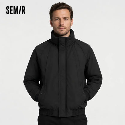 Semir Down Jacket Men Bomber Jacket Three-Resistant 2025 Winter New Warm Stand Collar Top Loose Raglan Sleeve Men's Clothing