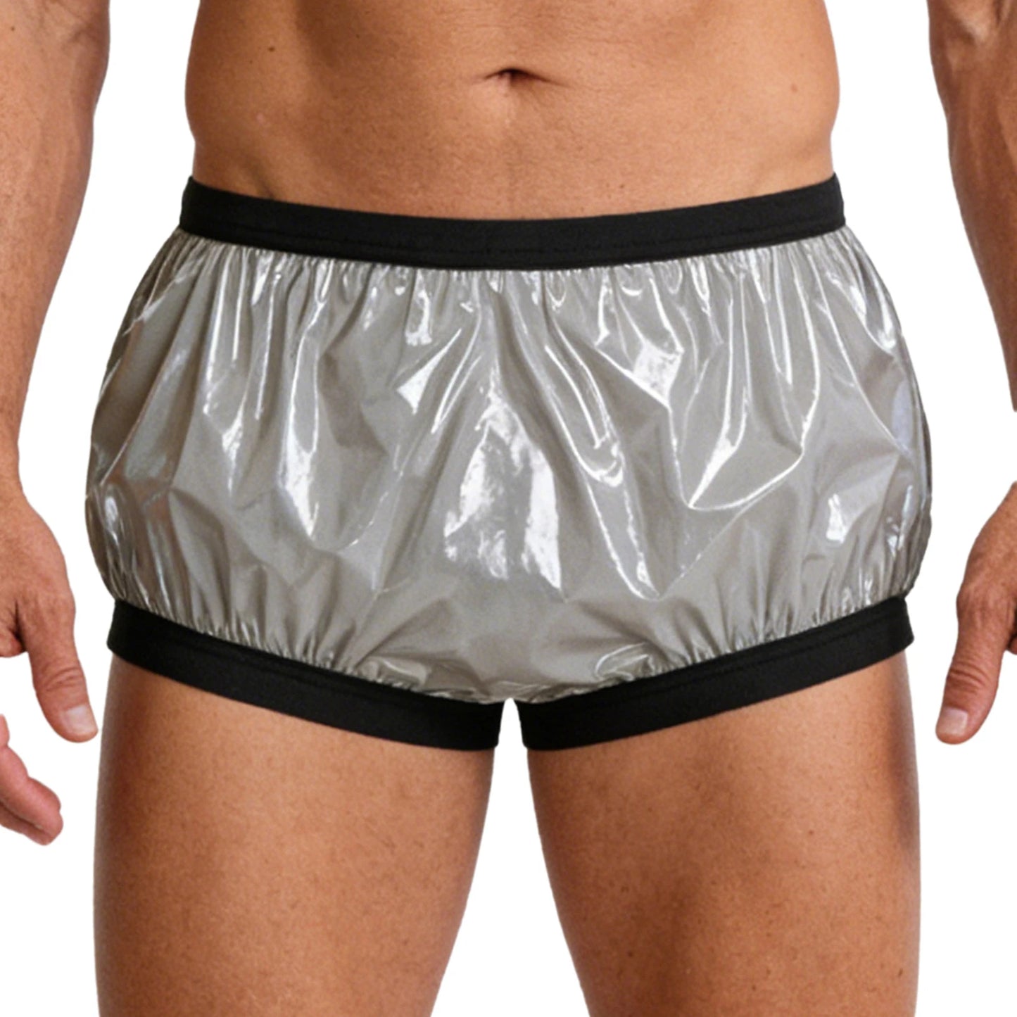 Mens Waterproof Diaper Cover Panties Elastic Waistband Glossy Briefs Leakproof Elderly Special Needs Adaptive Underwear Swimwear