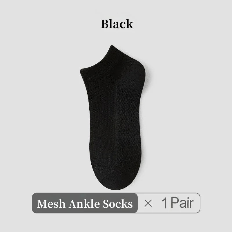 1/4/7 Pairs Men's Mesh Breathable Ankle Socks & Crew Socks - Lightweight Cotton Low Cut No Show Socks for Sports, Spring Summer